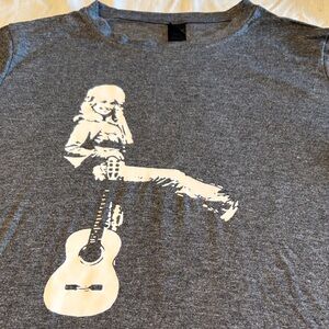 Gildan Gray Short Sleeve Tee with White Guitar Girl Graphic